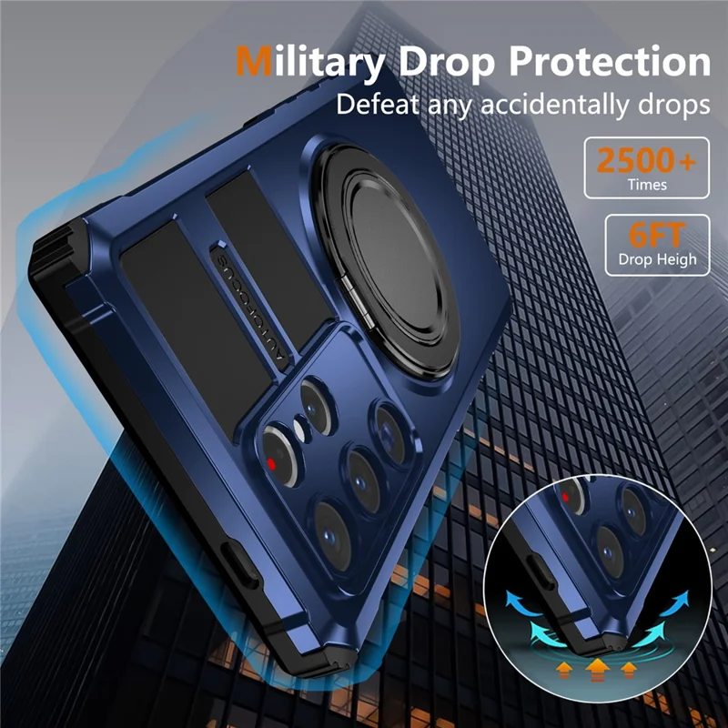 For Samsung Galaxy S24 Ultra Magnetic Case Rotary Kickstand Anti-Drop TPU+PC Phone Cover - Sapphire