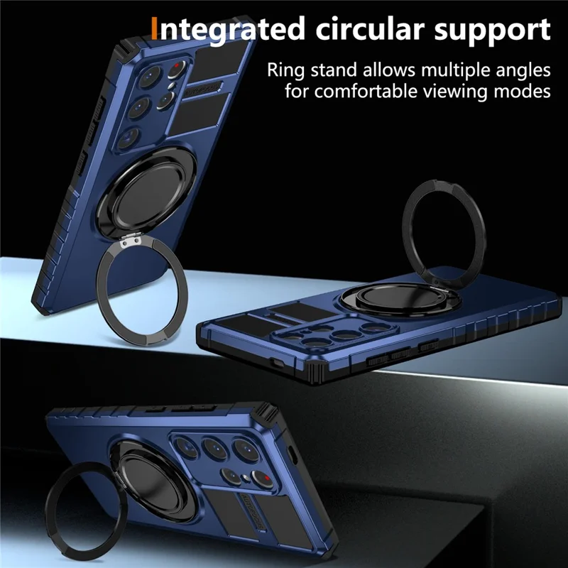 For Samsung Galaxy S24 Ultra Magnetic Case Rotary Kickstand Anti-Drop TPU+PC Phone Cover - Sapphire