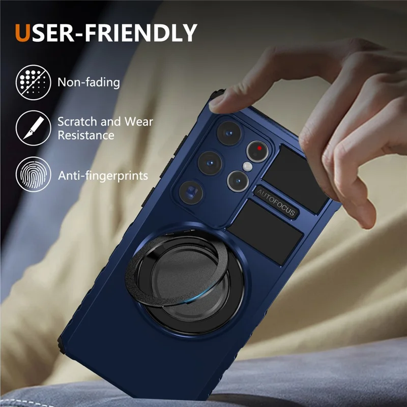For Samsung Galaxy S24 Ultra Magnetic Case Rotary Kickstand Anti-Drop TPU+PC Phone Cover - Sapphire