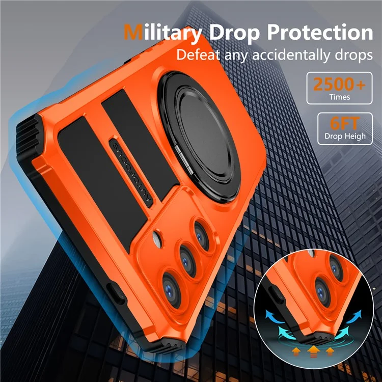 Для чехла Samsung Galaxy S24+ совместимый с MagSafe Rotary Kickstand Anti-Drop TPU+PC Phone Cover - Orange