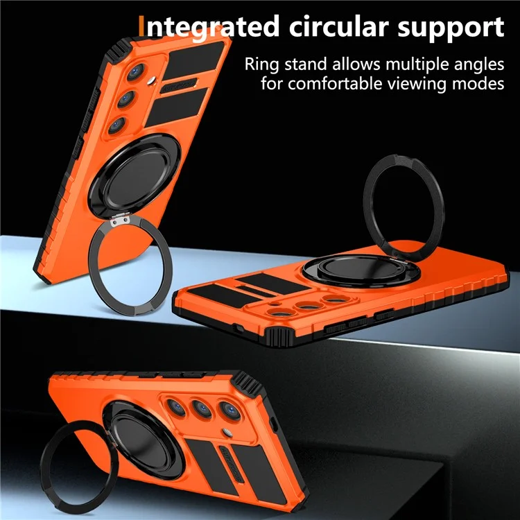Для чехла Samsung Galaxy S24+ совместимый с MagSafe Rotary Kickstand Anti-Drop TPU+PC Phone Cover - Orange
