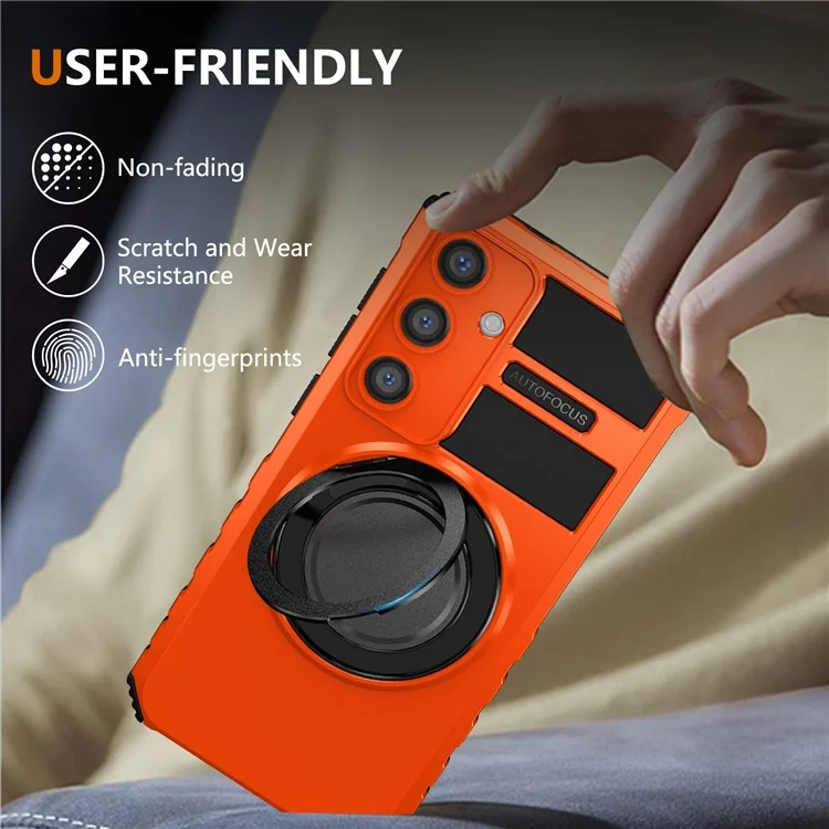 Для чехла Samsung Galaxy S24+ совместимый с MagSafe Rotary Kickstand Anti-Drop TPU+PC Phone Cover - Orange