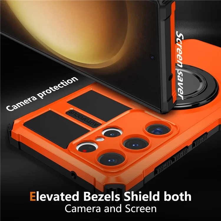Pour étui Samsung Galaxy S23 Ultra compatible avec Accessoires MagSafe Rotative Support Anti-Chute Protection TPU+PC - Orange