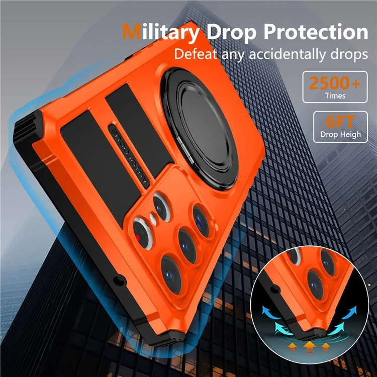 Pour étui Samsung Galaxy S23 Ultra compatible avec Accessoires MagSafe Rotative Support Anti-Chute Protection TPU+PC - Orange