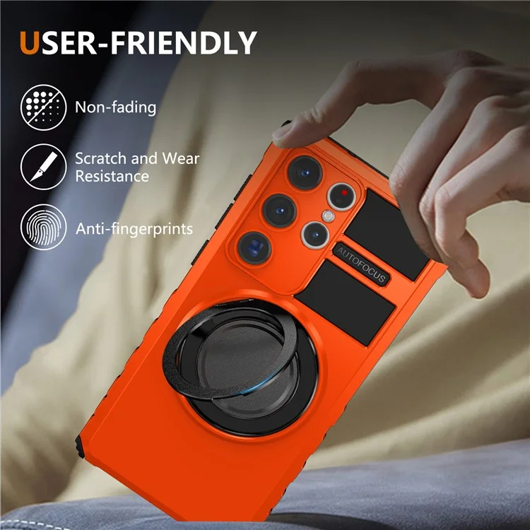 Pour étui Samsung Galaxy S23 Ultra compatible avec Accessoires MagSafe Rotative Support Anti-Chute Protection TPU+PC - Orange