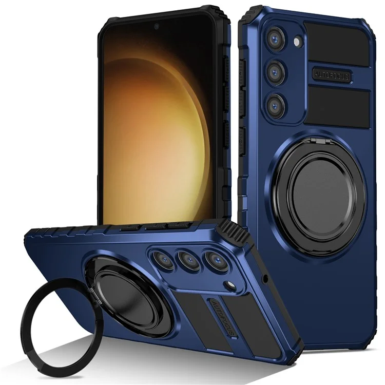 Für Samsung Galaxy S23 Case Kompatibel mit MagSafe Rotierender Ständer Stoßfest TPU+PC Handyhülle - Saphir