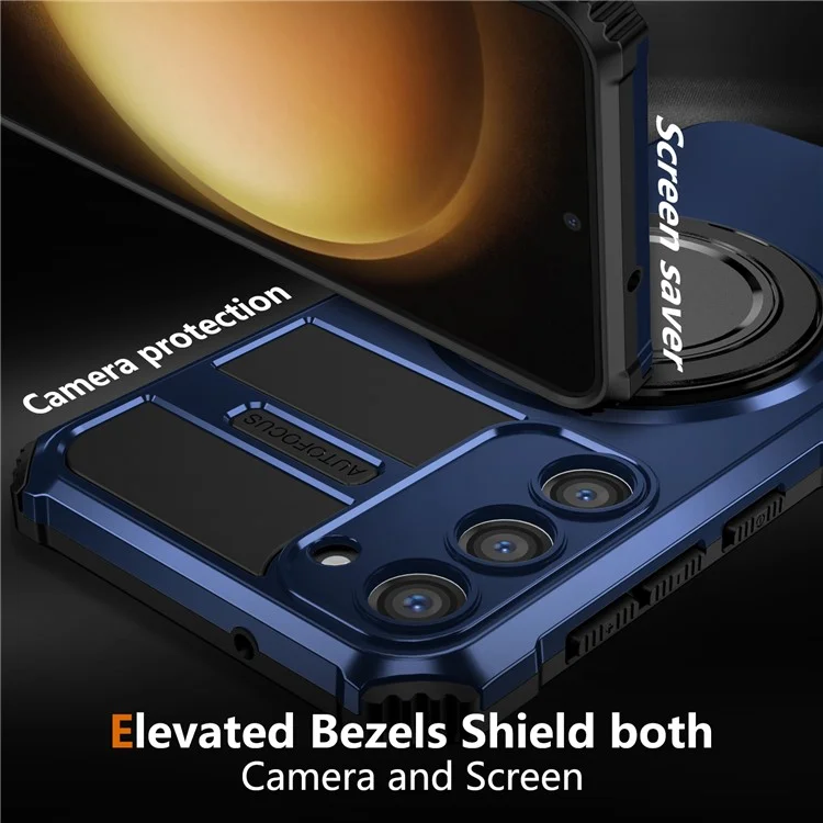 Für Samsung Galaxy S23 Case Kompatibel mit MagSafe Rotierender Ständer Stoßfest TPU+PC Handyhülle - Saphir