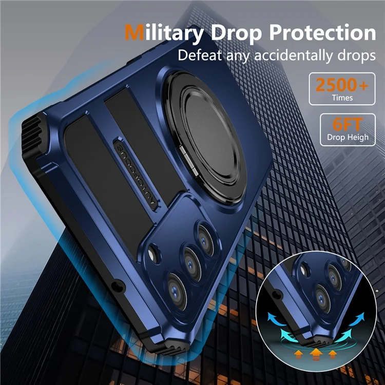Für Samsung Galaxy S23 Case Kompatibel mit MagSafe Rotierender Ständer Stoßfest TPU+PC Handyhülle - Saphir