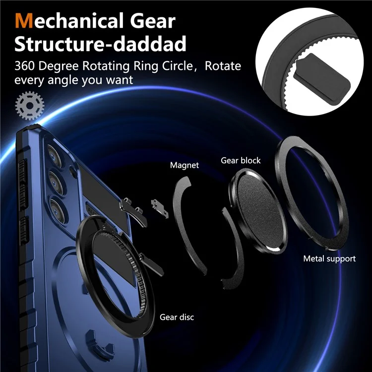 Für Samsung Galaxy S23 Case Kompatibel mit MagSafe Rotierender Ständer Stoßfest TPU+PC Handyhülle - Saphir