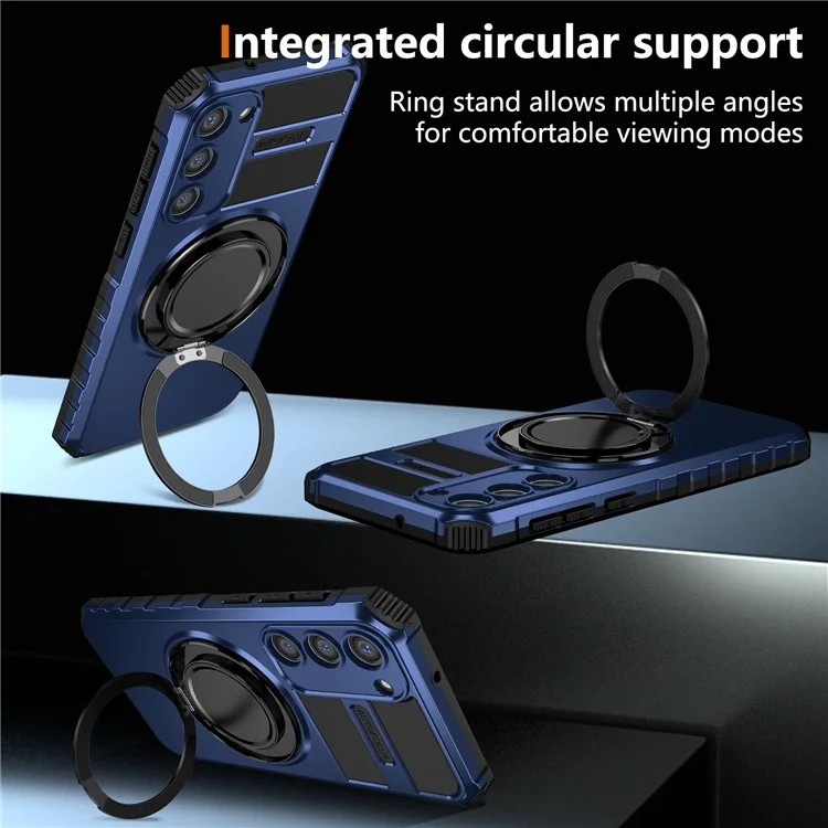Für Samsung Galaxy S23 Case Kompatibel mit MagSafe Rotierender Ständer Stoßfest TPU+PC Handyhülle - Saphir