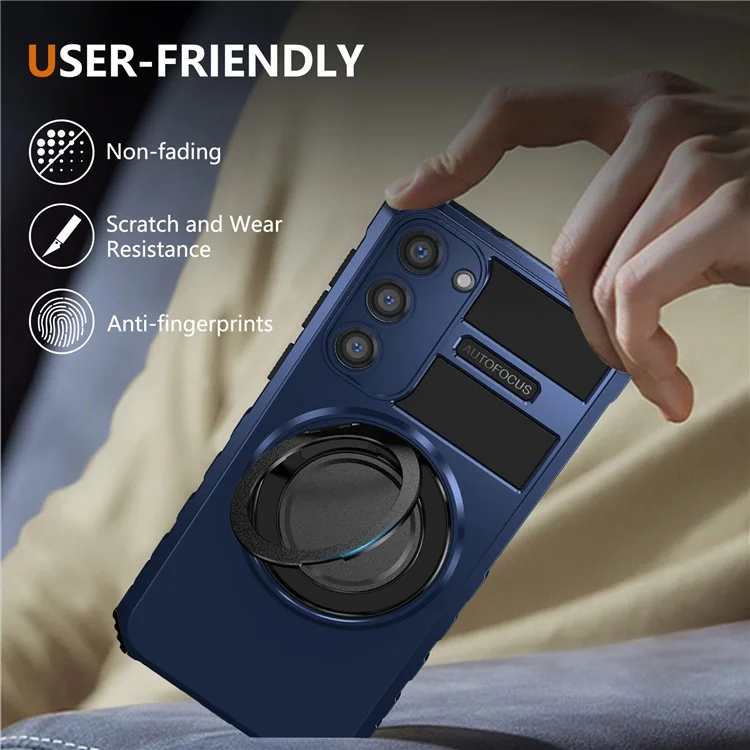 Für Samsung Galaxy S23 Case Kompatibel mit MagSafe Rotierender Ständer Stoßfest TPU+PC Handyhülle - Saphir