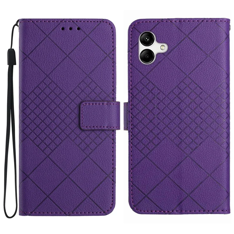 HT06 For Samsung Galaxy A06 4G Case PU Leather Wallet Flip Folio Phone Cover - Dark Purple