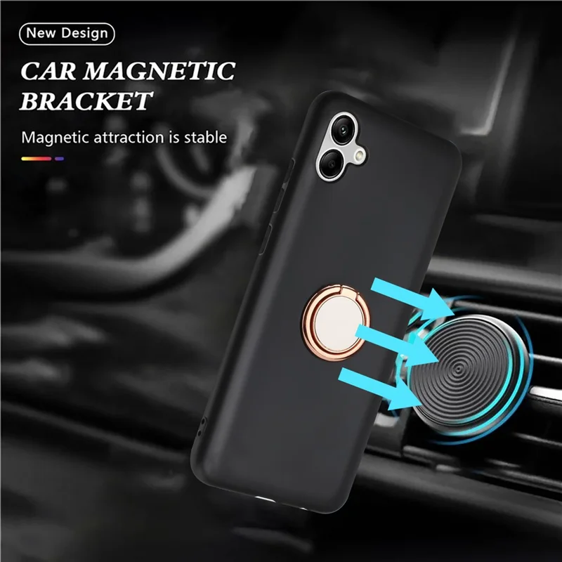 Pour étui Samsung Galaxy A06 Ring Kickstand Matte Soft TPU Phone Cover - Rose Gold
