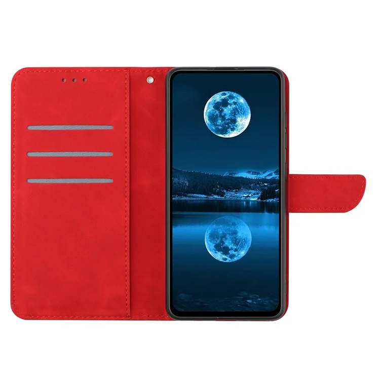 HT05 For Samsung Galaxy A06 4G Case Skin-Touch Lines PU Leather Phone Cover - Red