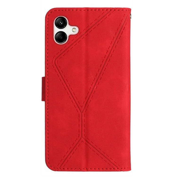 HT05 For Samsung Galaxy A06 4G Case Skin-Touch Lines PU Leather Phone Cover - Red