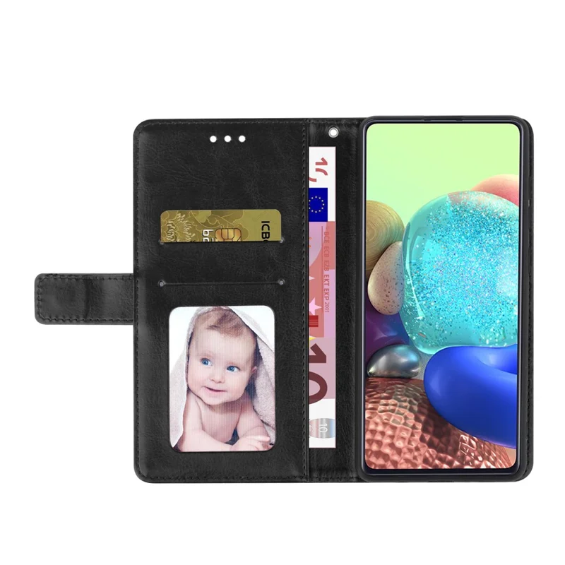 For Samsung Galaxy A16 5G / A16 4G Case with Wrist Strap Y Shaped Lines Imprint Leather Phone Cover - Black