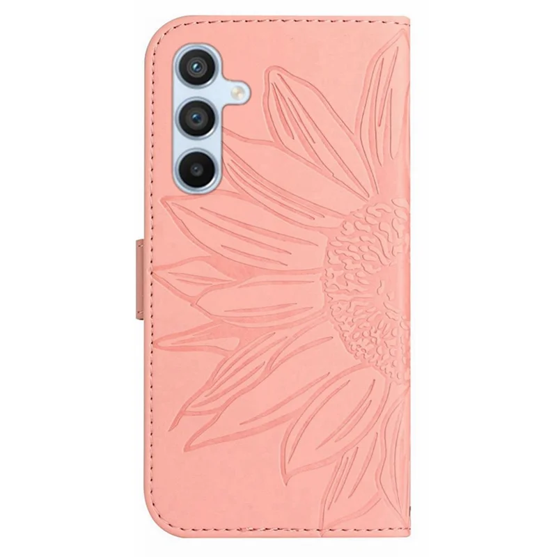 HT04 For Samsung Galaxy A16 5G / A16 4G Wallet Case Sunflower Leather Phone Cover with Wrist Strap - Light Pink