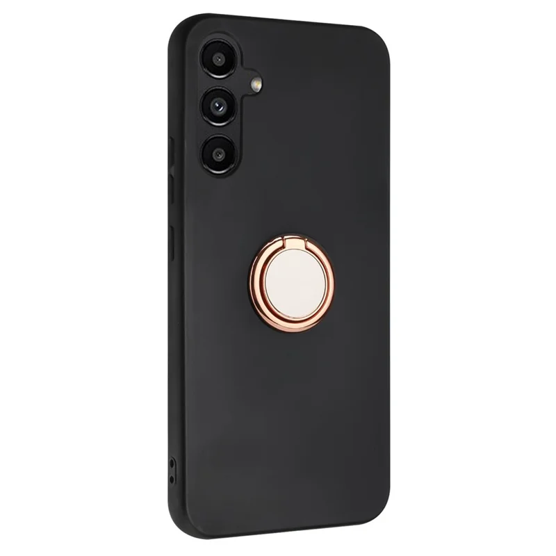 Folia matowa z uchwytem obręczowym i podstawką, miękka obudowa TPU na telefon Samsung Galaxy A16 5G / A16 4G - różowe złoto