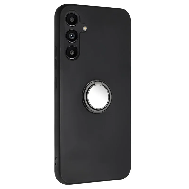 For Samsung Galaxy A16 5G / A16 4G Matte Case Ring Kickstand Soft TPU Phone Cover - Black