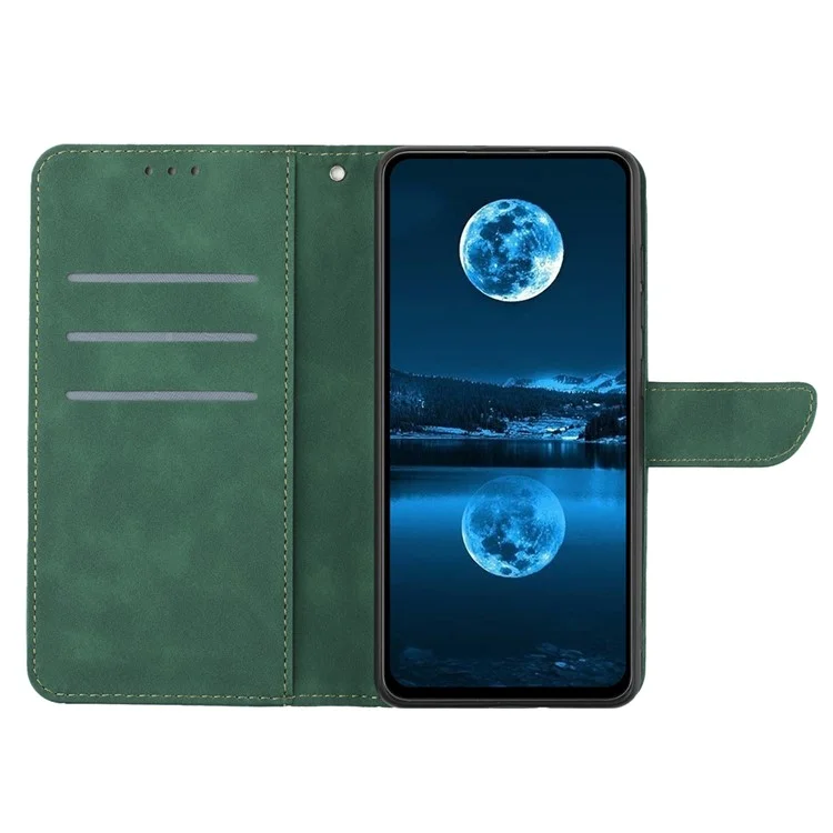 HT05 For Samsung Galaxy A16 5G / A16 4G Phone Case Skin-Touch Lines PU Leather Flip Cover - Green