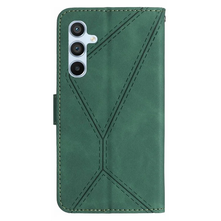 HT05 For Samsung Galaxy A16 5G / A16 4G Phone Case Skin-Touch Lines PU Leather Flip Cover - Green