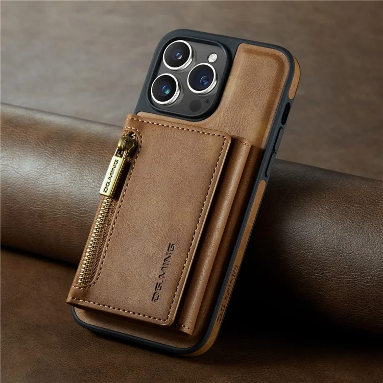 DG.MING M5 Series Per custodia iPhone 16 Pro Custodia magnetica removibile in pelle con slot per carte - Marrone