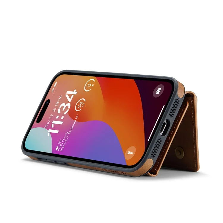 DG.MING M5 Series Per custodia iPhone 16 Pro Custodia magnetica removibile in pelle con slot per carte - Marrone