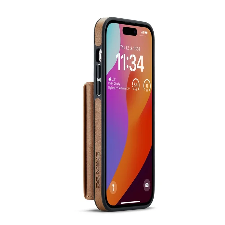 DG.MING M5 Series Per custodia iPhone 16 Pro Custodia magnetica removibile in pelle con slot per carte - Marrone
