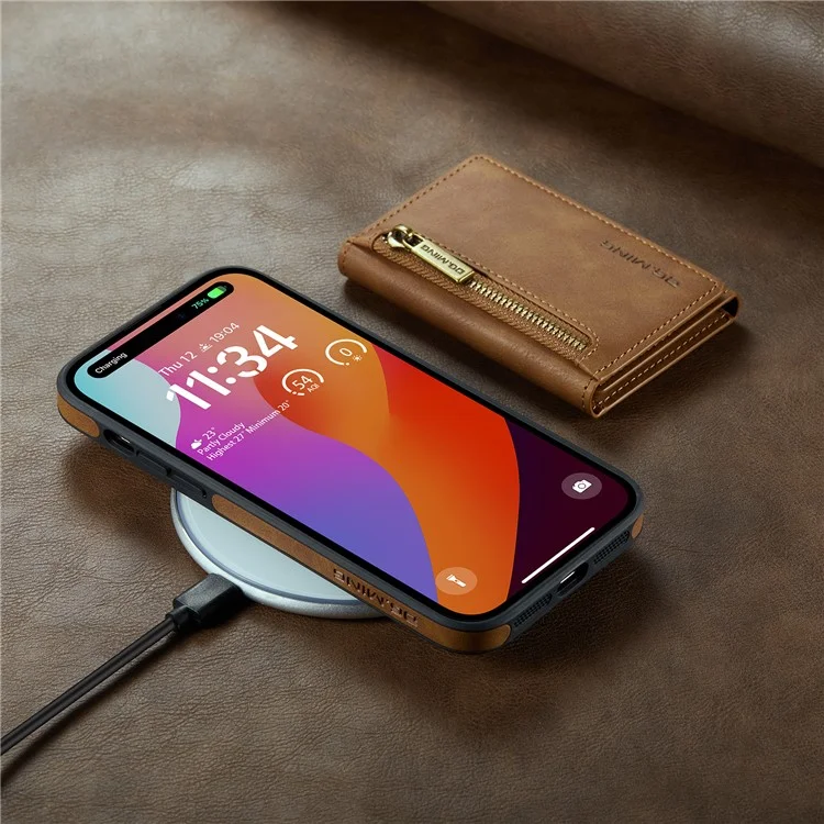 DG.MING M5 Series Per custodia iPhone 16 Pro Custodia magnetica removibile in pelle con slot per carte - Marrone