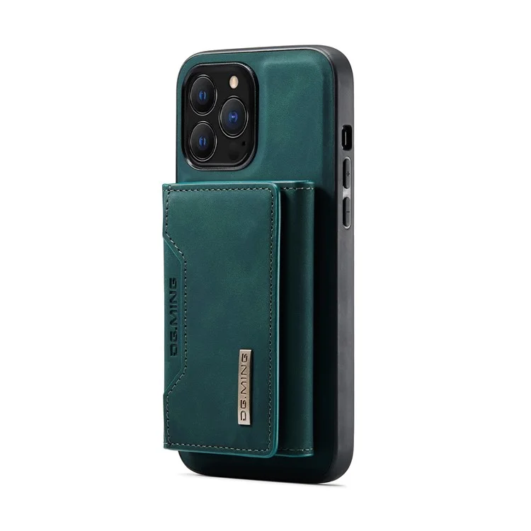 DG.MING M2 Series for iPhone 16 Pro Case PU+PC+TPU Phone Cover Detachable Wallet - Green