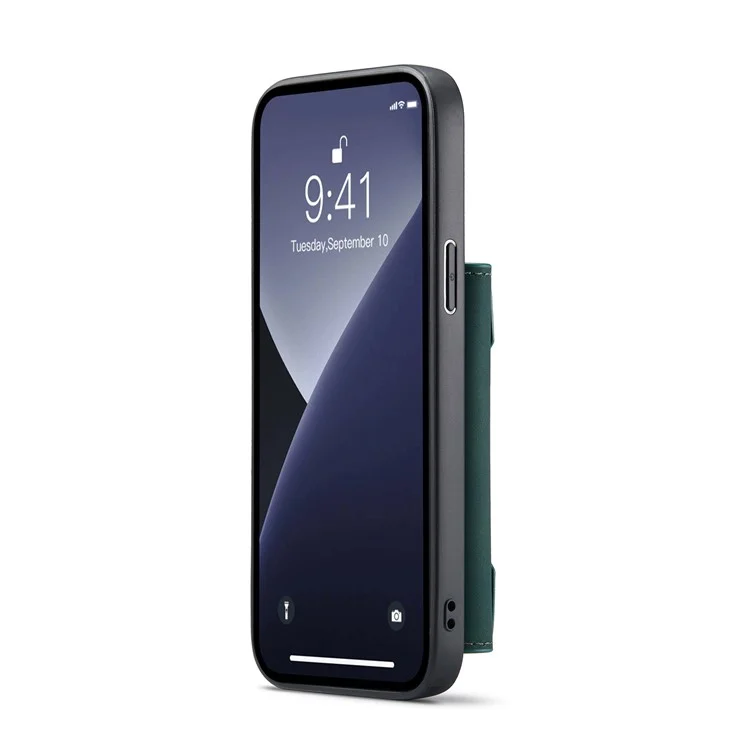 DG.MING M2 Series for iPhone 16 Pro Case PU+PC+TPU Phone Cover Detachable Wallet - Green