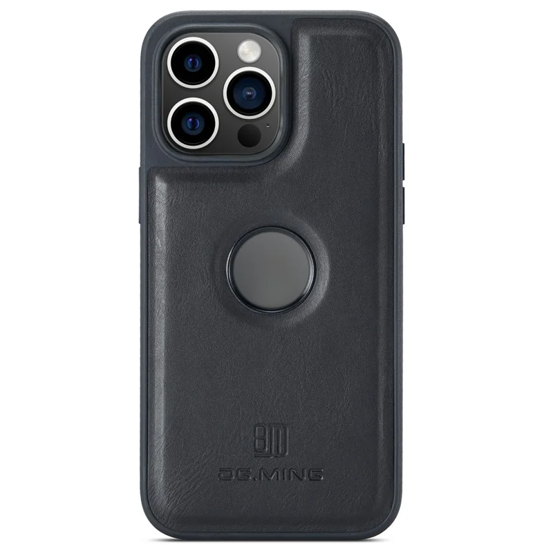 DG.MING Para iPhone 16 Pro Max Case Anti-Drop Leather Coated PC+TPU Phone Back Cover - Preto