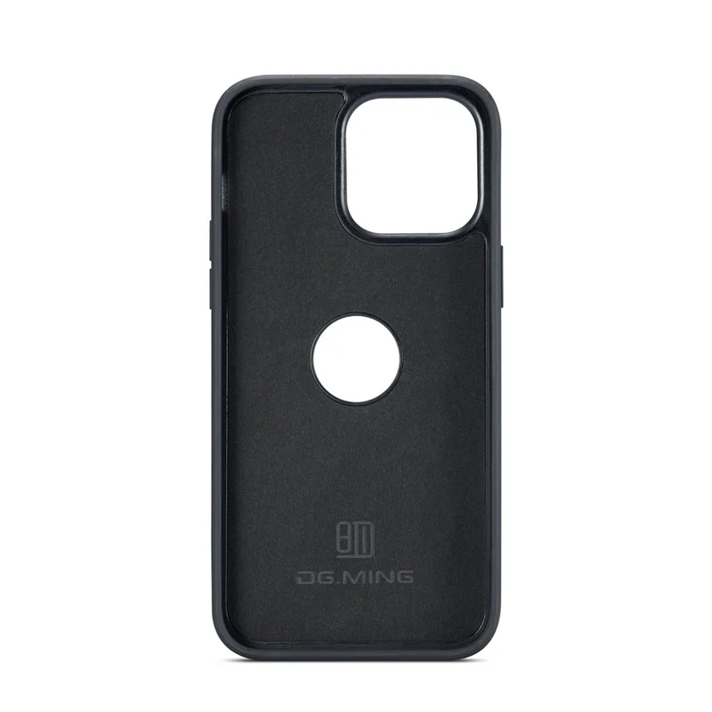 DG.MING Para iPhone 16 Pro Max Case Anti-Drop Leather Coated PC+TPU Phone Back Cover - Preto