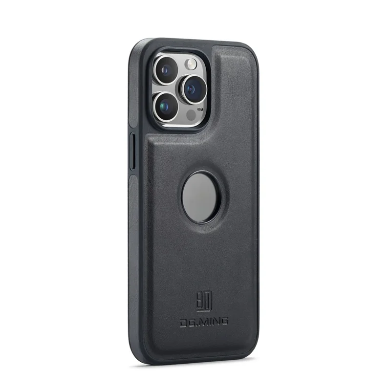DG.MING Para iPhone 16 Pro Max Case Anti-Drop Leather Coated PC+TPU Phone Back Cover - Preto