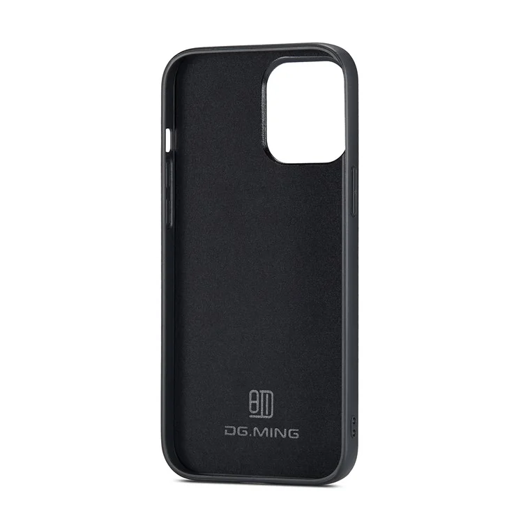 DG.MING For iPhone 16 Pro Case PU Leather Covered PC+TPU Hybrid Phone Shell - Coffee