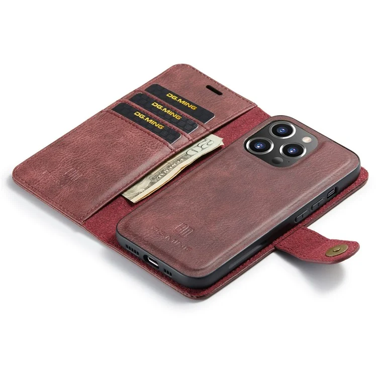 DG.MING per iPhone 16 Pro Max Custodia Staccabile in Pelle Divisibile - Rosso