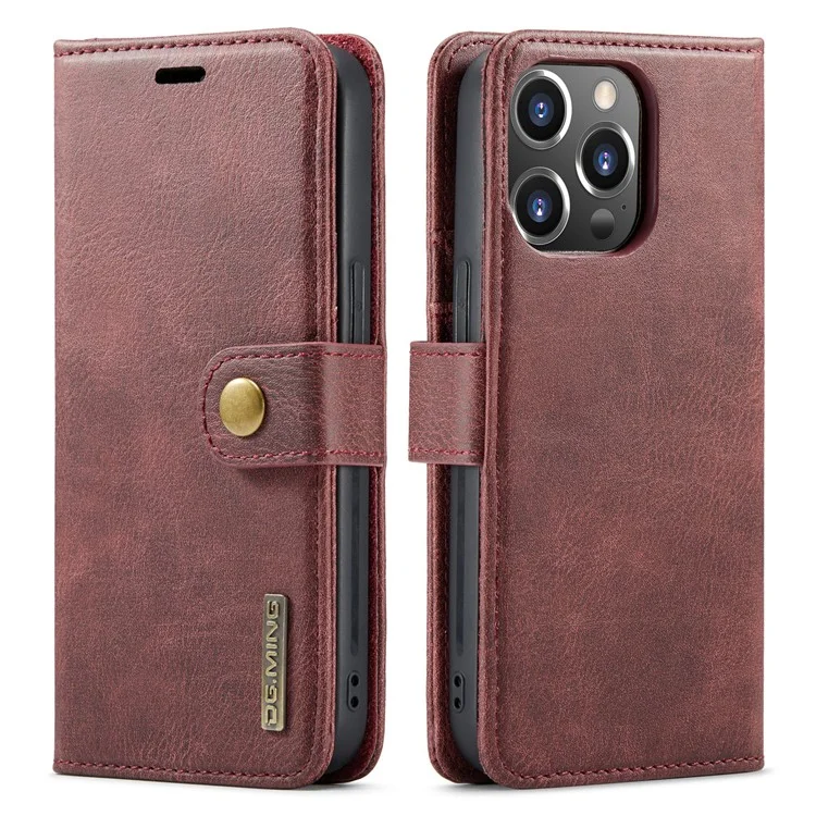 DG.MING per iPhone 16 Pro Max Custodia Staccabile in Pelle Divisibile - Rosso