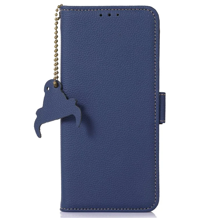 Per Samsung Galaxy M35 5G Case RFID Blocking Textured Genuine Cow Leather Phone Cover - Zaffiro