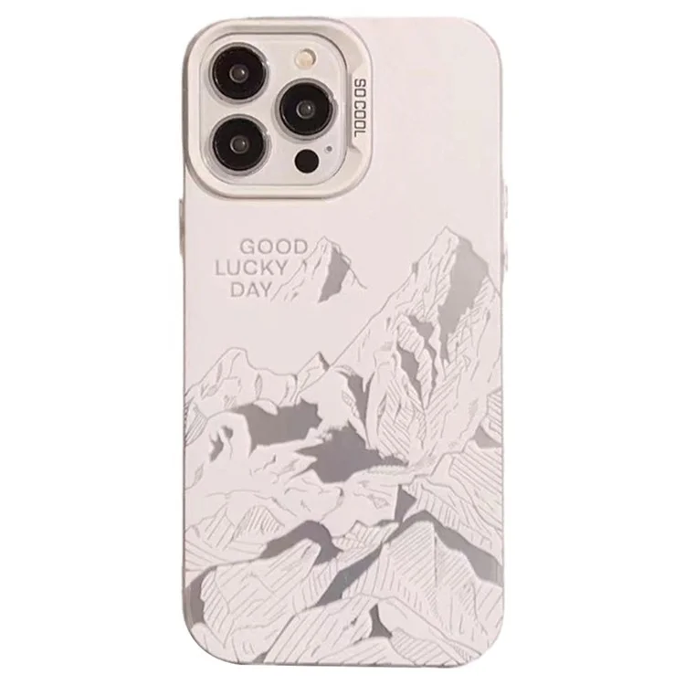 Capa para iPhone 15 Pro Mountain Pattern Shockproof PC Cell Phone Cover - Snow Mountain Top
