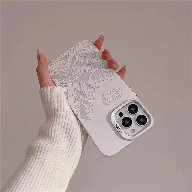 For iPhone 15 Pro Max Case Mountain Pattern PC Phone Protective Cover - Snow Mountain Top