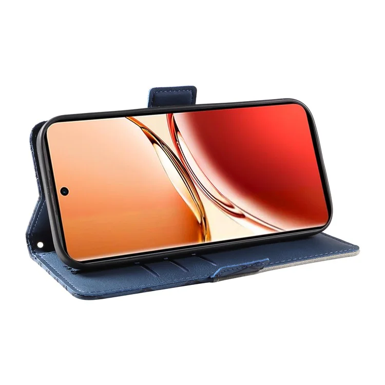 Pour Oppo Reno12 F 4G Étui Impression Rhombus Cuir Housse de téléphone avec Porte-Cartes - Bleu