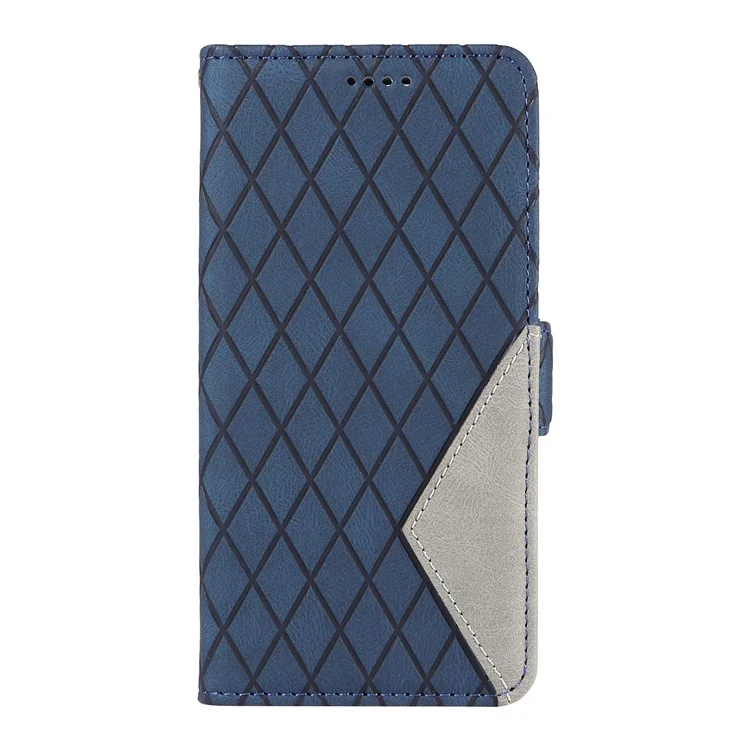 Pour Oppo Reno12 F 4G Étui Impression Rhombus Cuir Housse de téléphone avec Porte-Cartes - Bleu