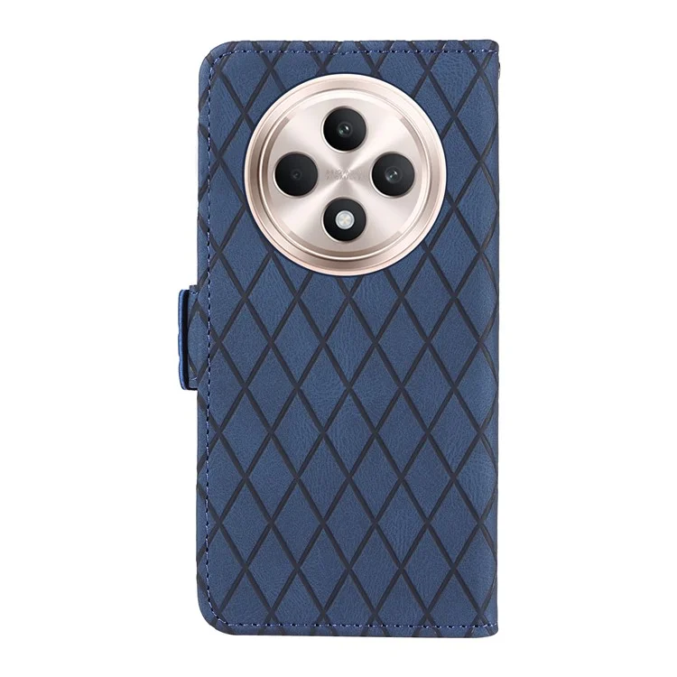 Pour Oppo Reno12 F 4G Étui Impression Rhombus Cuir Housse de téléphone avec Porte-Cartes - Bleu