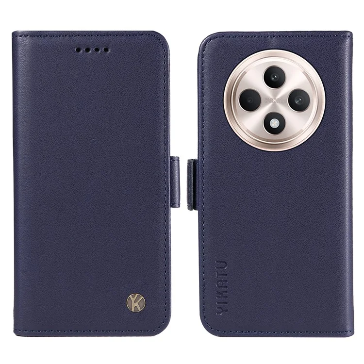 YIKATU YK-003 pour Oppo Reno12 F 4G Étui Portefeuille en Cuir Coque de Téléphone Magnétique - Saphir