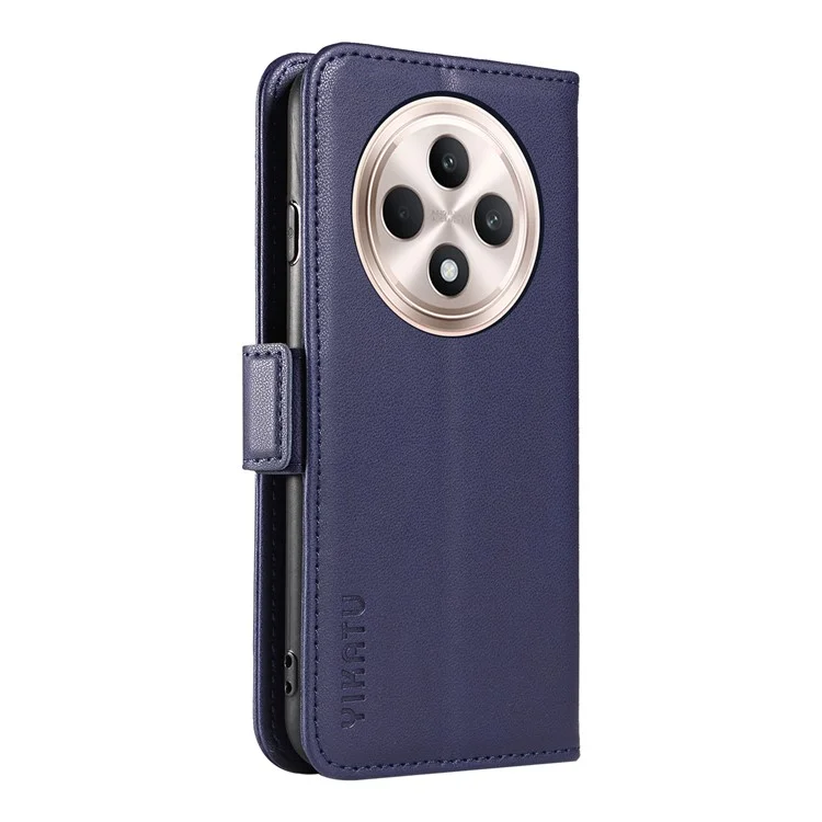 YIKATU YK-003 pour Oppo Reno12 F 4G Étui Portefeuille en Cuir Coque de Téléphone Magnétique - Saphir