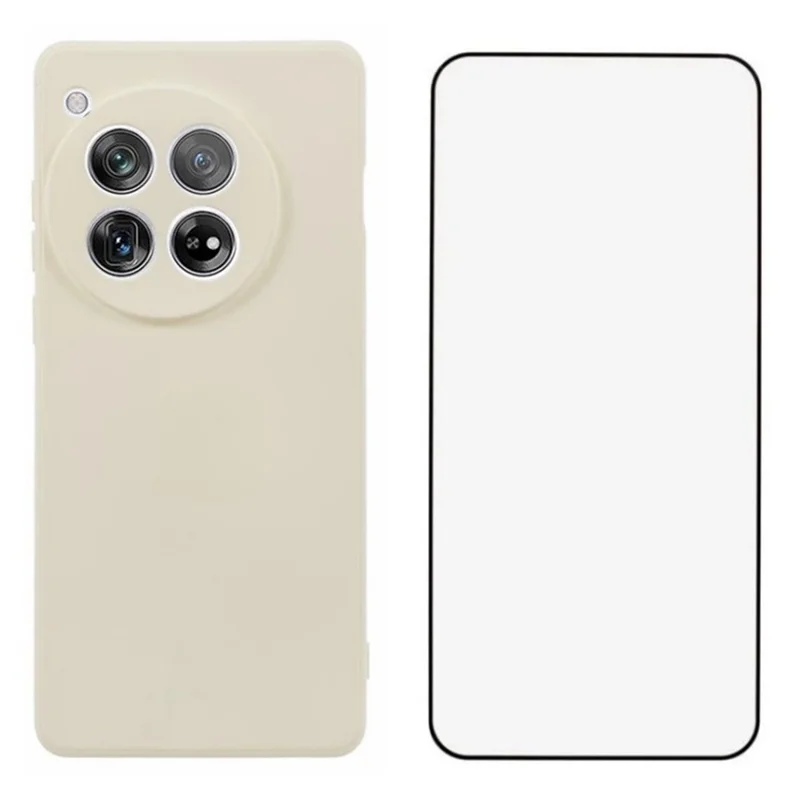 WANLONFENG RB2 Series for OnePlus 12 5G TPU Phone Case with Tempered Glass Screen Film - White