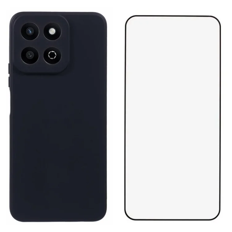 WANLONFENG RB2 Serie für Honor Play 60 Plus 5G Case Soft TPU Cover mit Bildschirmschutz - Schwarz