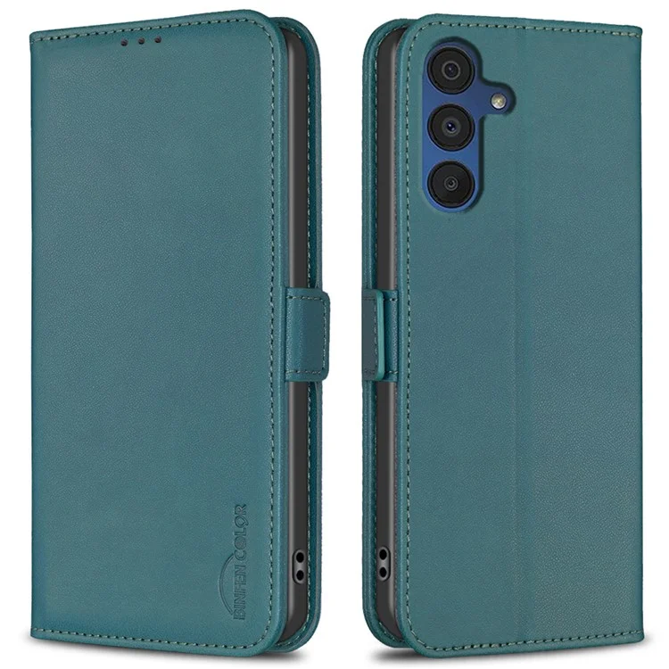 BINFEN COLOR BF31 For Samsung Galaxy A16 5G / A16 4G Case with Wallet Stand PU Leather Flip Phone Cover - Green