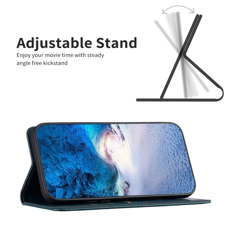 BINFEN COLOR BF18 For Samsung Galaxy A16 5G / A16 4G Funda de Teléfono de Cuero con 3 Ranuras para Tarjetas - Verde