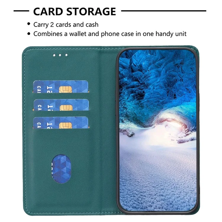 BINFEN COLOR BF18 For Samsung Galaxy A16 5G / A16 4G Funda de Teléfono de Cuero con 3 Ranuras para Tarjetas - Verde